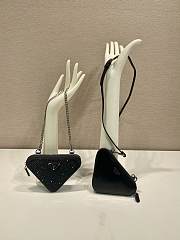 Fortok Triangular embellished satin and leather mini-pouch Black 15 x 10 x 5 cm - 1