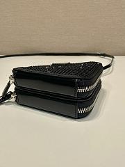 Fortok Triangular embellished satin and leather mini-pouch Black 15 x 10 x 5 cm - 5