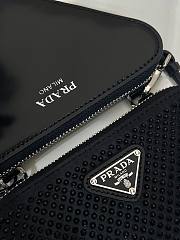 Fortok Triangular embellished satin and leather mini-pouch Black 15 x 10 x 5 cm - 3