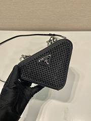 Fortok Triangular embellished satin and leather mini-pouch Black 15 x 10 x 5 cm - 2