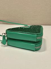 Fortok Triangular embellished satin and leather mini-pouch Green 15 x 10 x 5 cm - 6
