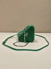 Fortok Triangular embellished satin and leather mini-pouch Green 15 x 10 x 5 cm - 4
