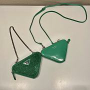 Fortok Triangular embellished satin and leather mini-pouch Green 15 x 10 x 5 cm - 2