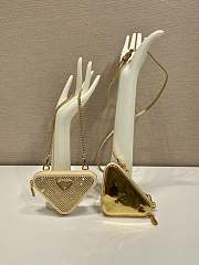 Fortok Triangular embellished satin and leather mini-pouch Gold 15 x 10 x 5 cm - 1