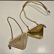 Fortok Triangular embellished satin and leather mini-pouch Gold 15 x 10 x 5 cm - 6