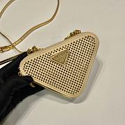Fortok Triangular embellished satin and leather mini-pouch Gold 15 x 10 x 5 cm - 3
