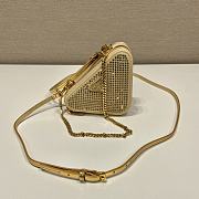 Fortok Triangular embellished satin and leather mini-pouch Gold 15 x 10 x 5 cm - 2