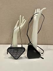 Fortok Triangular embellished satin and leather mini-pouch Crystal 15 x 10 x 5 cm - 1