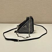 Fortok Triangular embellished satin and leather mini-pouch Crystal 15 x 10 x 5 cm - 3