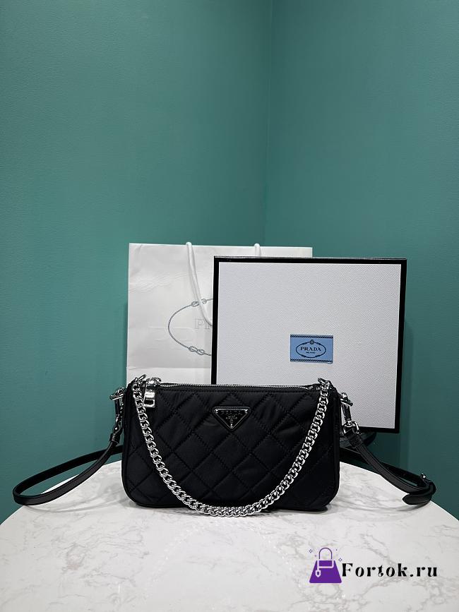 Fortok Prada 2way Quilted Shoulder Bag Black 25X14X6.5cm - 1
