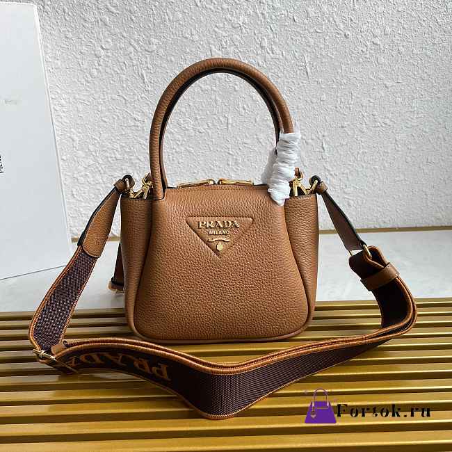 Fortok Prada Leather mini handbag With Strap Caramel 18*19.5*9cm - 1