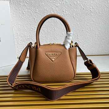 Fortok Prada Leather mini handbag With Strap Caramel 18*19.5*9cm