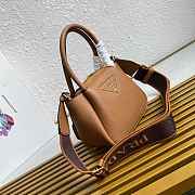 Fortok Prada Leather mini handbag With Strap Caramel 18*19.5*9cm - 6