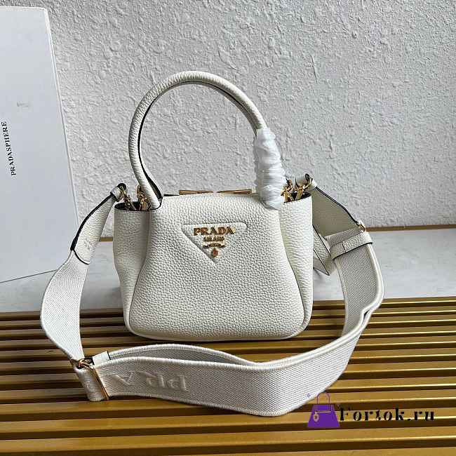 Fortok Prada Leather mini handbag With Strap White 18*19.5*9cm - 1