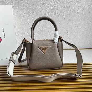 Fortok Prada Leather mini handbag With Strap Clay Gray 18*19.5*9cm 