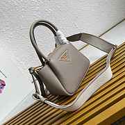 Fortok Prada Leather mini handbag With Strap Clay Gray 18*19.5*9cm  - 3