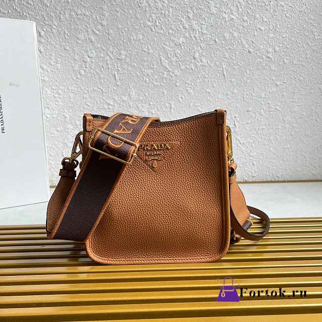 Fortok Prada Leather mini shoulder bag Caramel 20*19*6cm  - 1