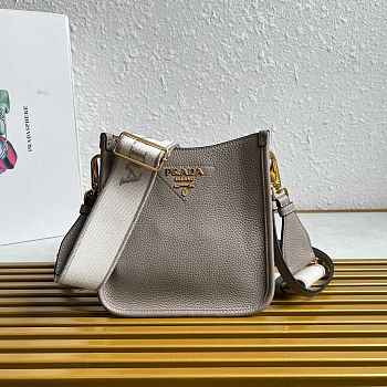 Fortok Prada Leather mini shoulder bag Clay Gray 20*19*6cm 