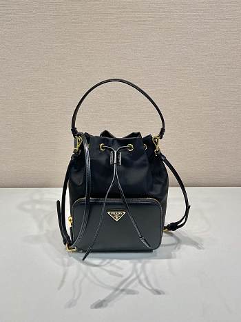 Fortok Prada Duet Re-Nylon bucket bag Black 17.5x22.5x12cm