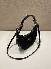 Fortok Prada Black Re-Nylon Brushed Leather Gilded Triangle Logo Arco Hobo 2WAY 22.5x18.5x6.5cm - 4