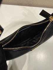 Fortok Prada Black Re-Nylon Brushed Leather Gilded Triangle Logo Arco Hobo 2WAY 22.5x18.5x6.5cm - 5