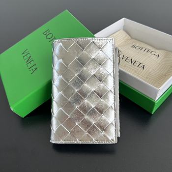 Fortok Bottega Veneta Wallet Silver 14.5x9.5 cm