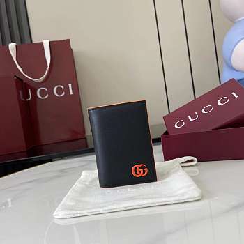 Fortok Gucci Black Wallet Logo Orange 10.5 x 7.5 x 2.5 cm