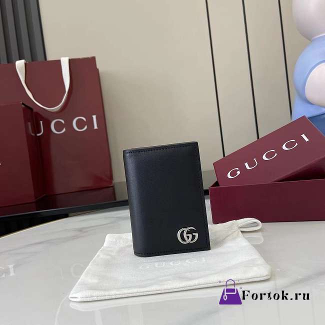 Fortok Gucci Black Wallet Logo Silver 10.5 x 7.5 x 2.5 cm - 1