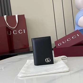Fortok Gucci Black Wallet Logo Silver 10.5 x 7.5 x 2.5 cm