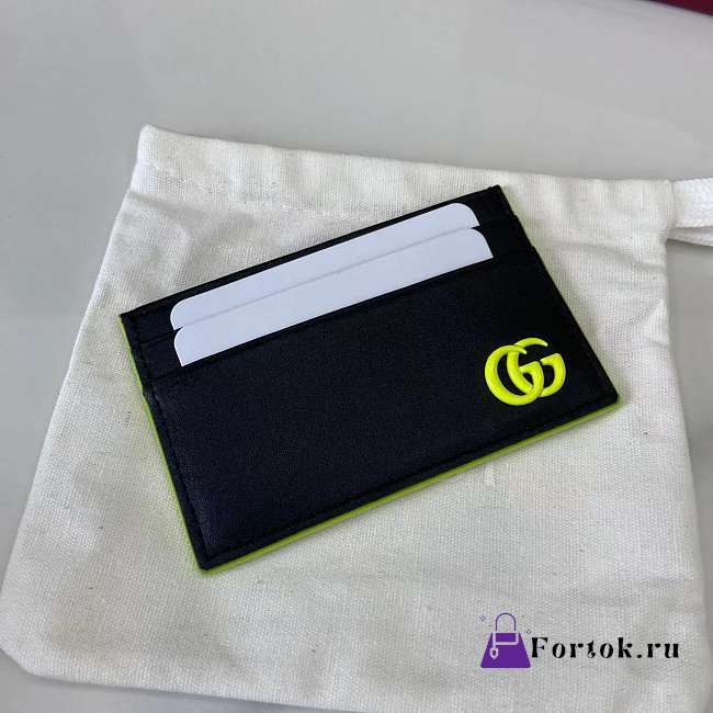 Fortok Gucci Black Card Holder Logo Green 11 x 7 cm - 1