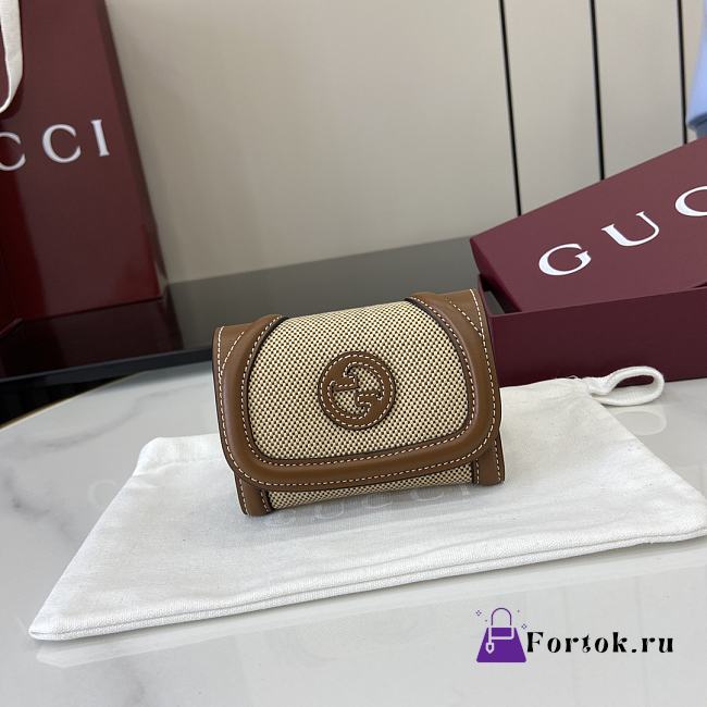 Fortok Gucci Blondie Mini Wallet Canvas Brown 11 x 9 cm  - 1