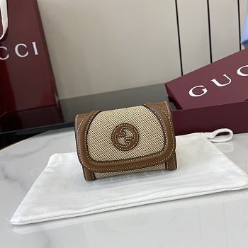 Fortok Gucci Blondie Mini Wallet Canvas Brown 11 x 9 cm 