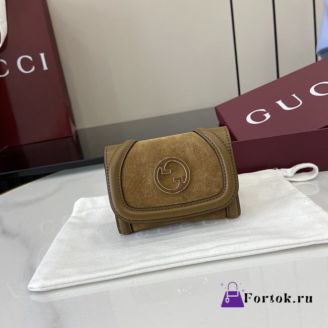 Fortok Gucci Blondie Mini Wallet Suede Brown 11 x 9 cm  - 1