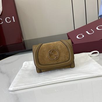 Fortok Gucci Blondie Mini Wallet Suede Brown 11 x 9 cm 