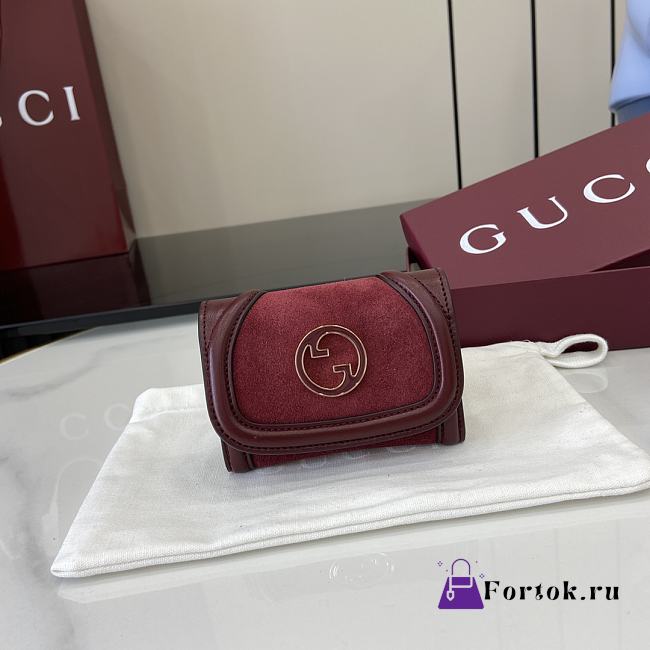Fortok Gucci Blondie Mini Wallet Suede Rouge 11 x 9 cm  - 1