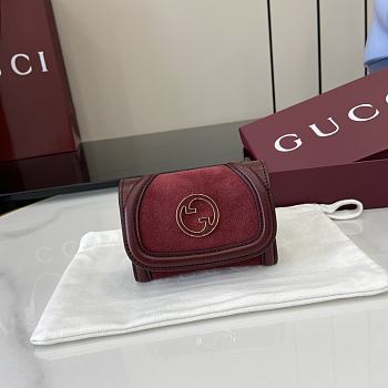 Fortok Gucci Blondie Mini Wallet Suede Rouge 11 x 9 cm 
