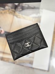 Fortok Chanel Card Holder Carviar Black With Silver Hardware - 3