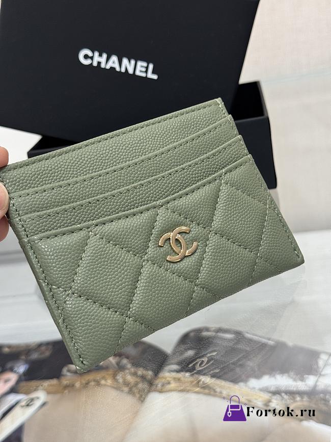 Fortok Chanel Card Holder Carviar Matcha Green - 1