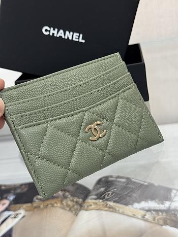 Fortok Chanel Card Holder Carviar Matcha Green