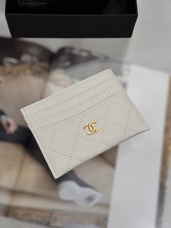 Fortok Chanel Card Holder Carviar Clay Grey