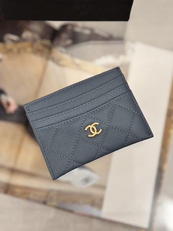 Fortok Chanel Card Holder Carviar Navy Blue
