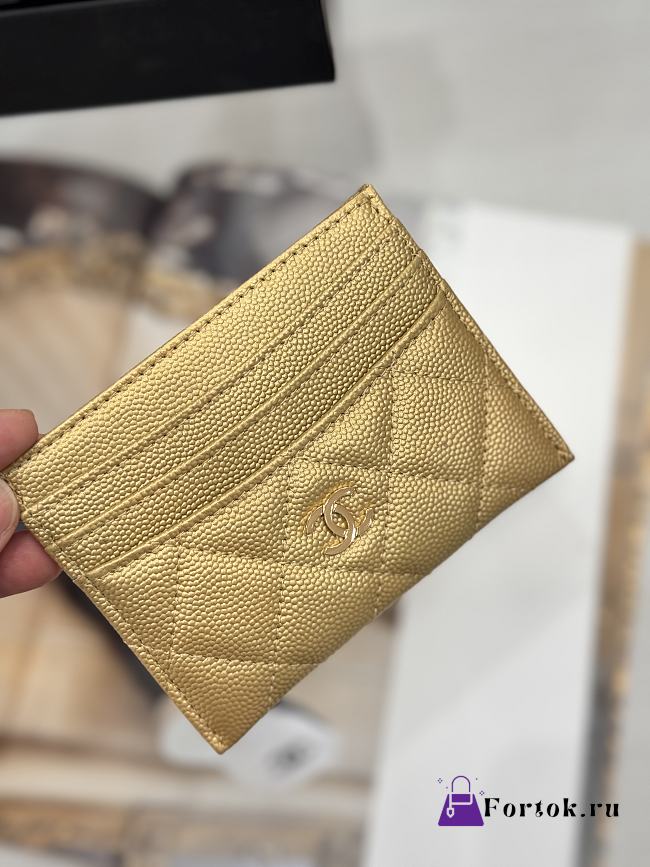 Fortok Chanel Card Holder Carviar Gold - 1