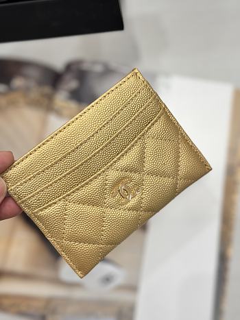 Fortok Chanel Card Holder Carviar Gold
