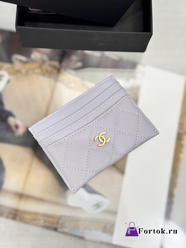 Fortok Chanel Card Holder Carviar Baby Purple - 1