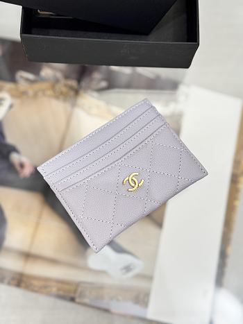 Fortok Chanel Card Holder Carviar Baby Purple