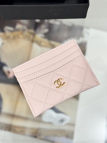 Fortok Chanel Card Holder Carviar Baby Pink