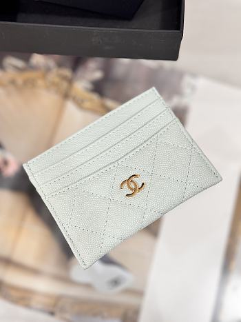 Fortok Chanel Card Holder Carviar Baby Grey