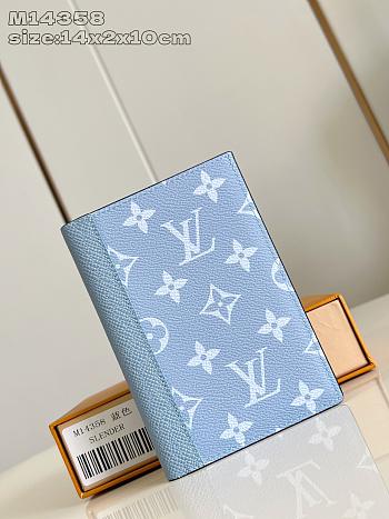 Fortok Louis Vuitton Wallet Monogram Blue 10 x 14 x 2cm