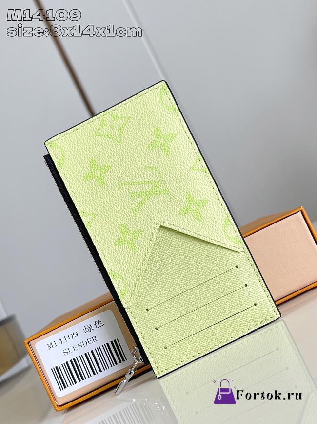 Fortok Louis Vuitton Cardholder/Wallet Monogram Neon Green 8 x 14 x 1cm - 1