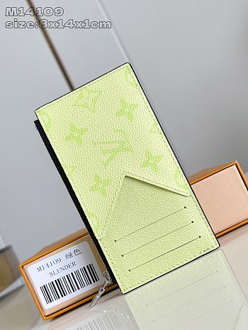 Fortok Louis Vuitton Cardholder/Wallet Monogram Neon Green 8 x 14 x 1cm